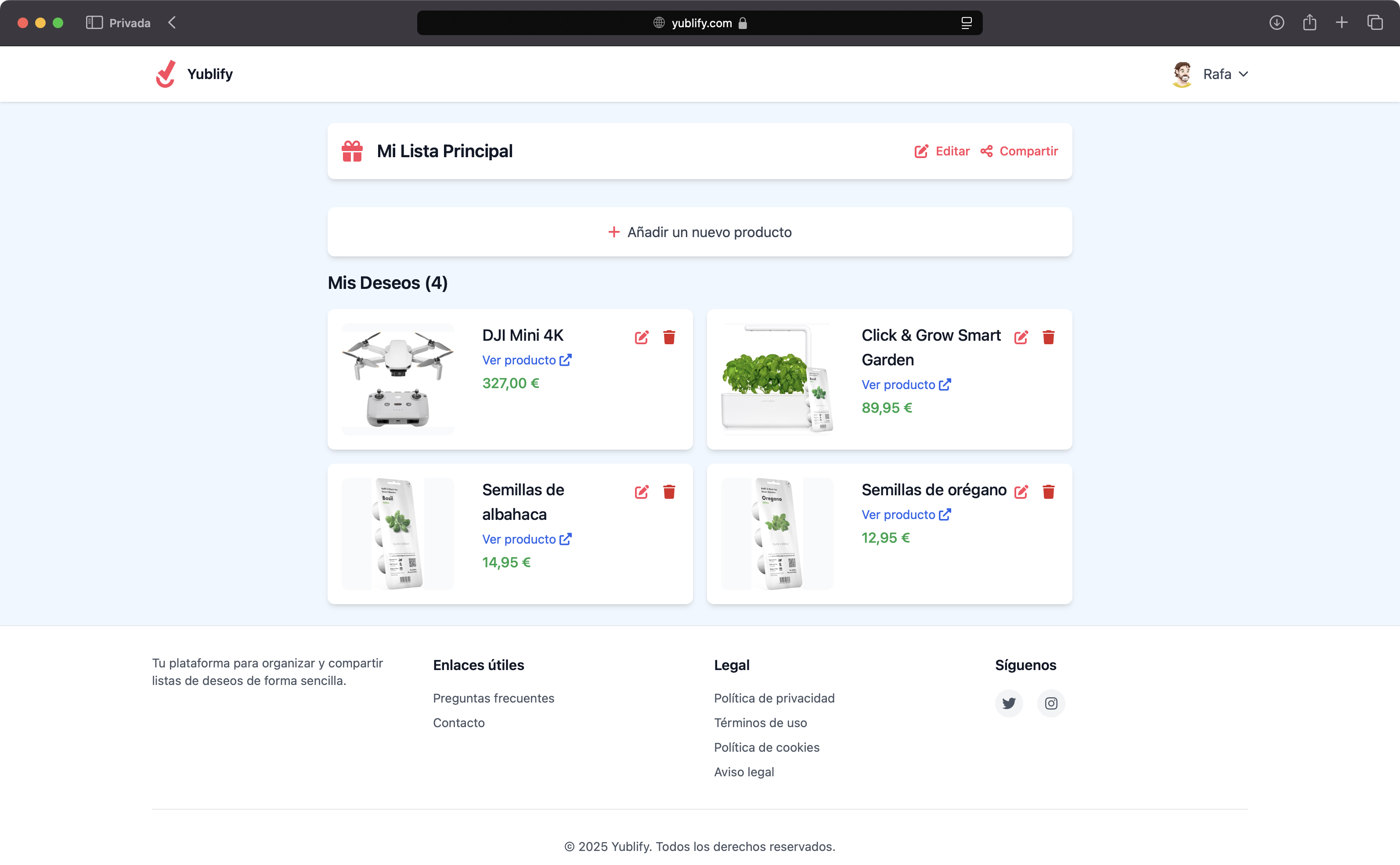 Dashboard de Yublify